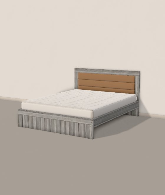 საწოლი 160 x 200, რუხი მუხა, რბილი თავით (3D)